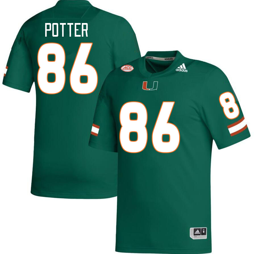 Men #86 Fred Potter Miami Hurricanes College Football Jerseys Stitched-Green